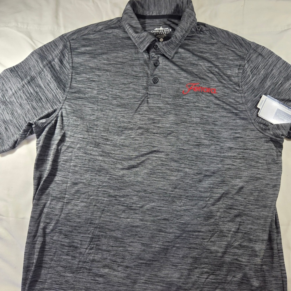 Charles River Apparel Mens XL Gray Space Dye Performance Polo Ferrara Logo 3808
